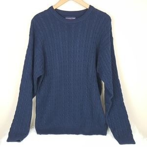 ROUNDTREE & YORKE Cable Knit 100% Cotton Sweater L